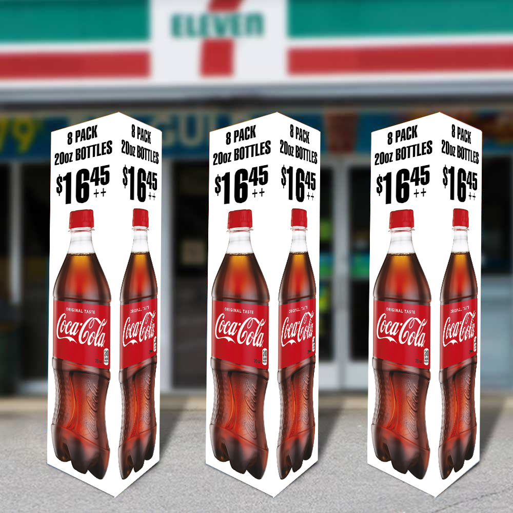 Coca-Cola Three Sided Bollard Sign 38" x 44" (12 per box)